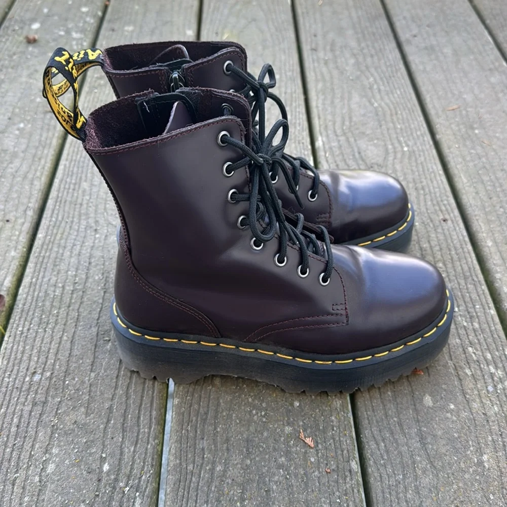 Dr Martens Jadon Purple Platform Smooth Leather Boots w/ Zip Sz 39 / 8